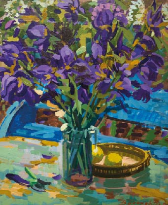 Valentsov Vladimir, Irises, 2013, oil on canvas, 65x76 cm. special exhibition M.Video - ART Innsbruck 2014