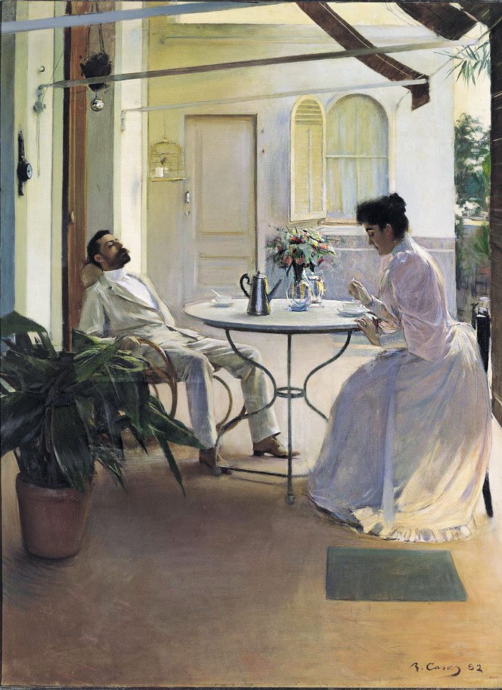 Ramon Casas - Scena domestica all’aperto olio su tela, anno 1892, 161x121cm. Madrid, Colección Carmen Thyssen-Bornemisza